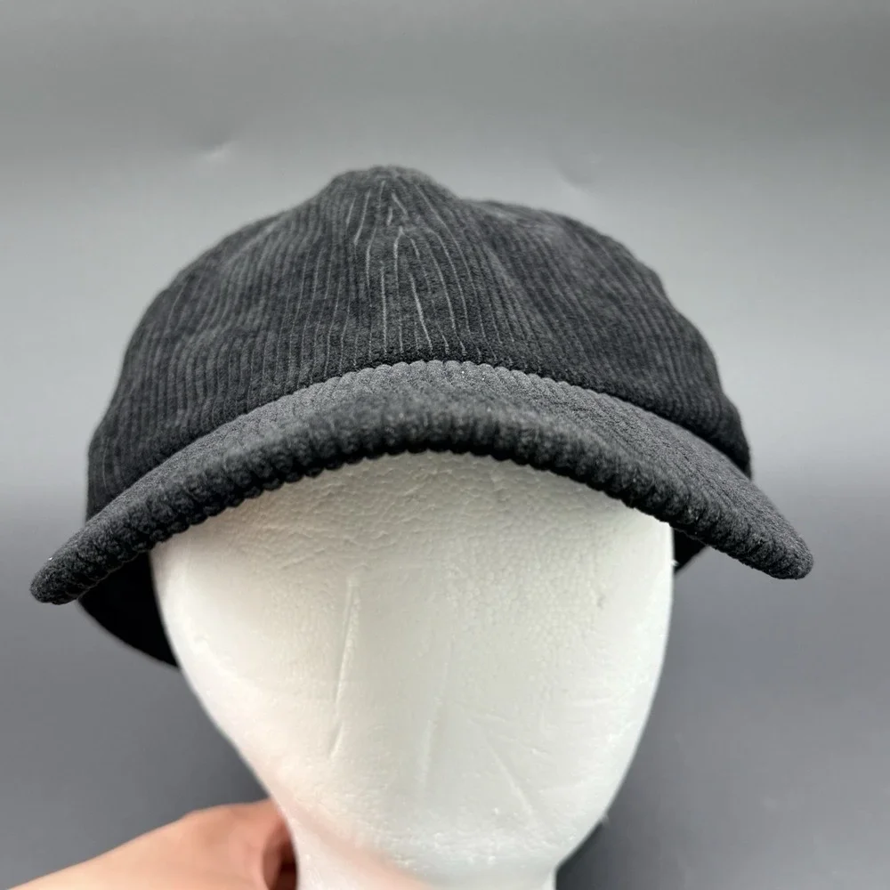 Anthropologie Black Corduroy Baseball Cap Adjustable Strapback Dad Hat NWT